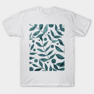 Watercolor branches and berries - grey T-Shirt